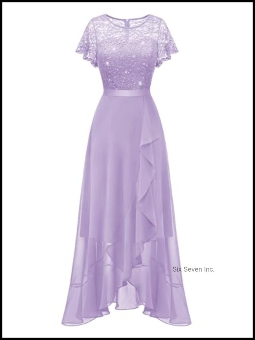 Sequin Floral Lace Formal Gown High Low Cocktail Dress Wedding Guest